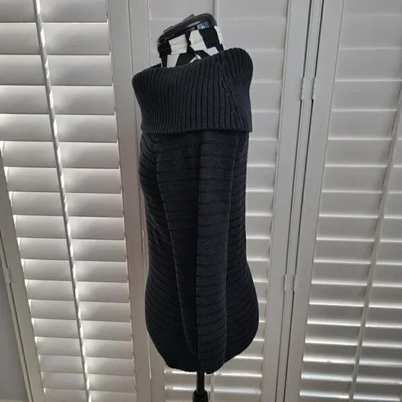 WHITE HOUSE BLACK MARKET BLACK STRIPED RIBBED KNIT COWL NECK SWEATER, SIZE S - Picture 5 of 11